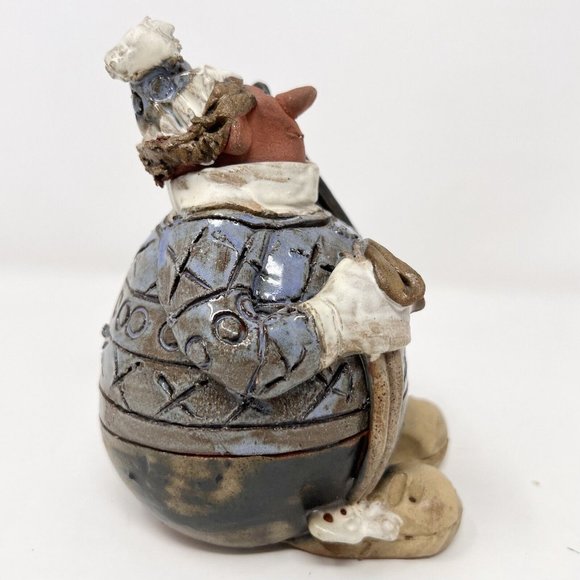 Sara Meadows Balloon People Pottery Art SKIER Winter Figure 5" Tall - Chip Hat - Picture 4 of 10